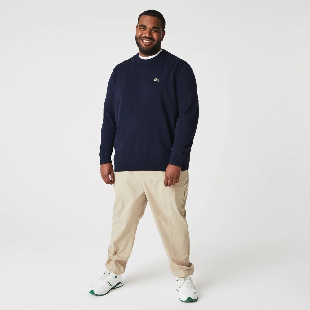 Lacoste Men's 100% Cotton Crew Neck Sweater Navy Blue XXL NWT